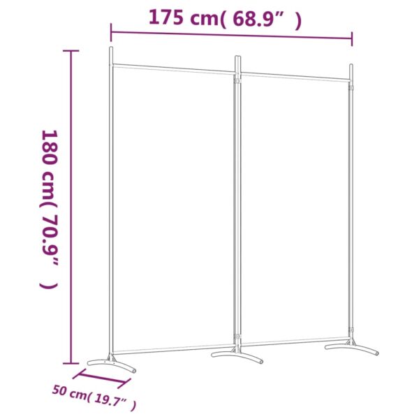 vidaXL 2-Panel Room Divider White 68.9"x70.9" Fabric - Image 8