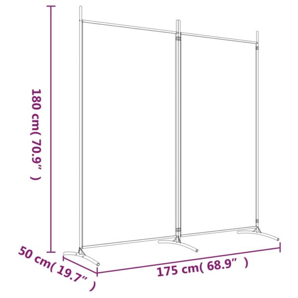 vidaXL 2-Panel Room Divider Black 68.9"x70.9" Fabric - Image 8