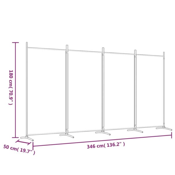 vidaXL 4-Panel Room Divider White 136.2"x70.9" Fabric - Image 8