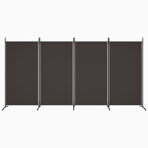 vidaXL 4-Panel Room Divider Brown 136.2"x70.9" Fabric - Image 3