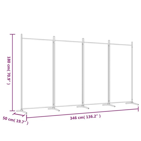 vidaXL 4-Panel Room Divider Anthracite 136.2"x70.9" Fabric - Image 8