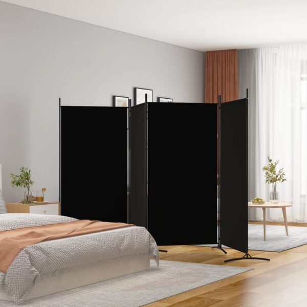 vidaXL 4-Panel Room Divider Black 136.2"x70.9" Fabric