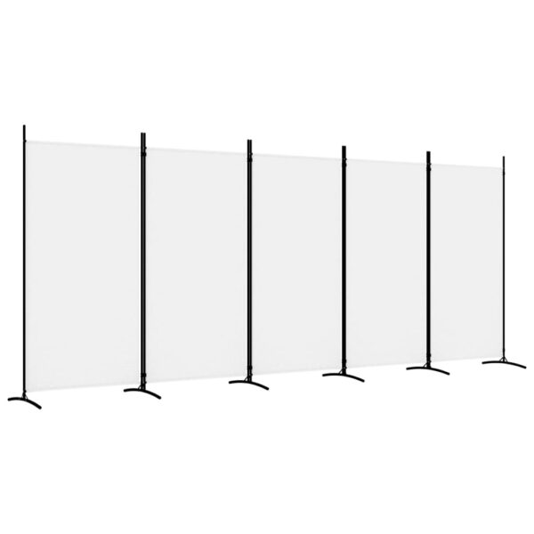 vidaXL 5-Panel Room Divider White 170.5"x70.9" Fabric - Image 2