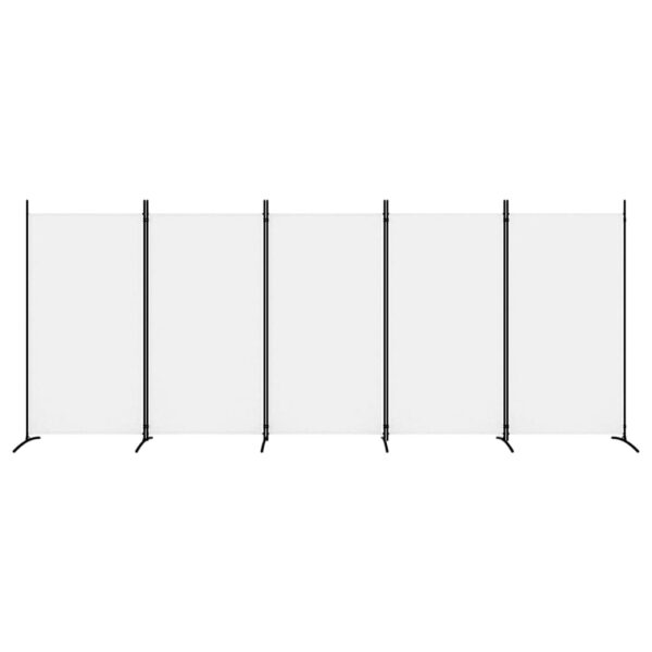 vidaXL 5-Panel Room Divider White 170.5"x70.9" Fabric - Image 3