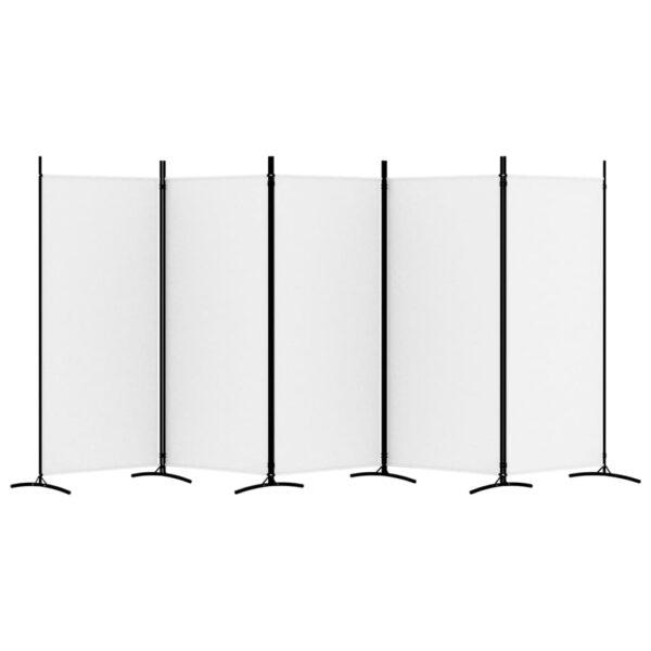 vidaXL 5-Panel Room Divider White 170.5"x70.9" Fabric - Image 4