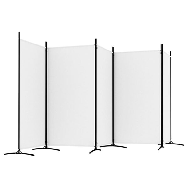 vidaXL 5-Panel Room Divider White 170.5"x70.9" Fabric - Image 5