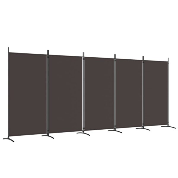 vidaXL 5-Panel Room Divider Brown 170.5"x70.9" Fabric - Image 2