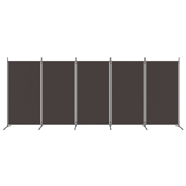 vidaXL 5-Panel Room Divider Brown 170.5"x70.9" Fabric - Image 3