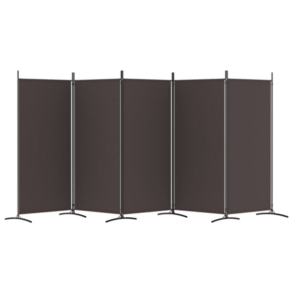 vidaXL 5-Panel Room Divider Brown 170.5"x70.9" Fabric - Image 4