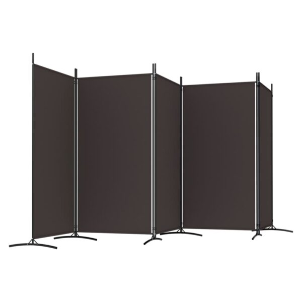 vidaXL 5-Panel Room Divider Brown 170.5"x70.9" Fabric - Image 5