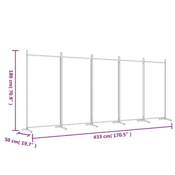 vidaXL 5-Panel Room Divider Anthracite 170.5"x70.9" Fabric - Image 8