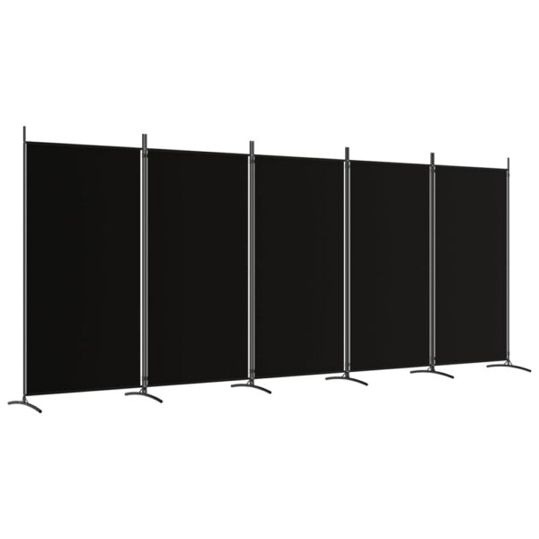 vidaXL 5-Panel Room Divider Black 170.5"x70.9" Fabric - Image 2