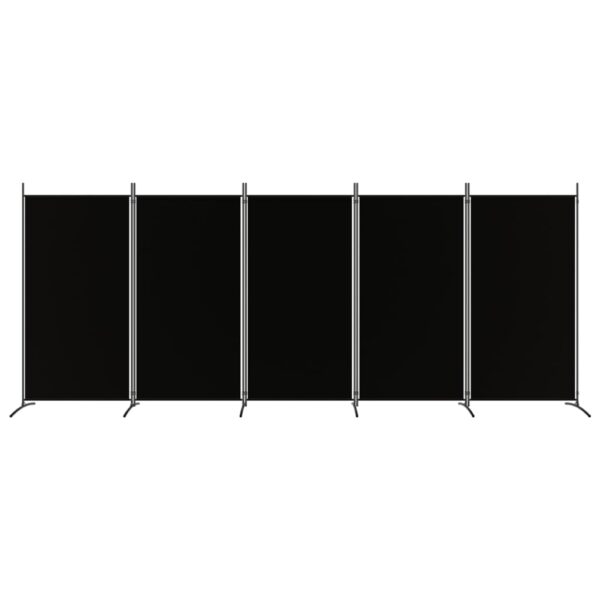 vidaXL 5-Panel Room Divider Black 170.5"x70.9" Fabric - Image 3