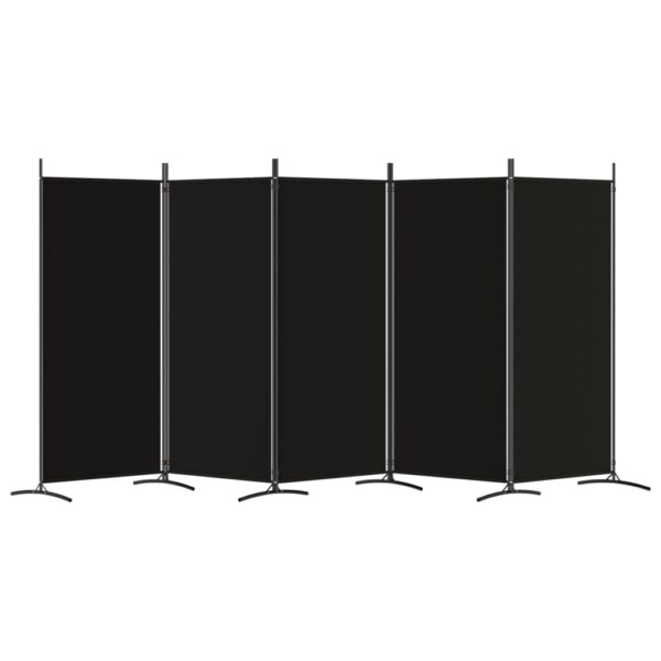 vidaXL 5-Panel Room Divider Black 170.5"x70.9" Fabric - Image 4