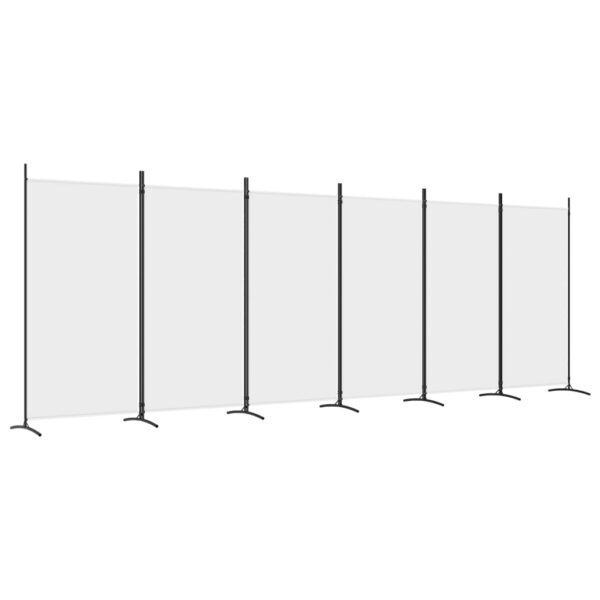 vidaXL 6-Panel Room Divider White 204.7"x70.9" Fabric - Image 2