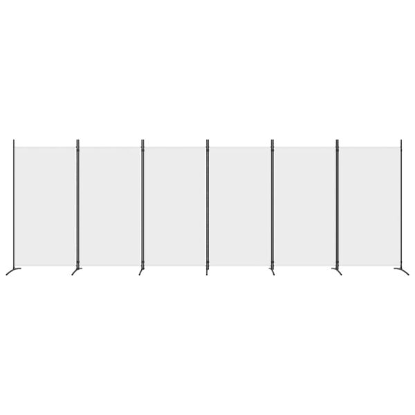 vidaXL 6-Panel Room Divider White 204.7"x70.9" Fabric - Image 3