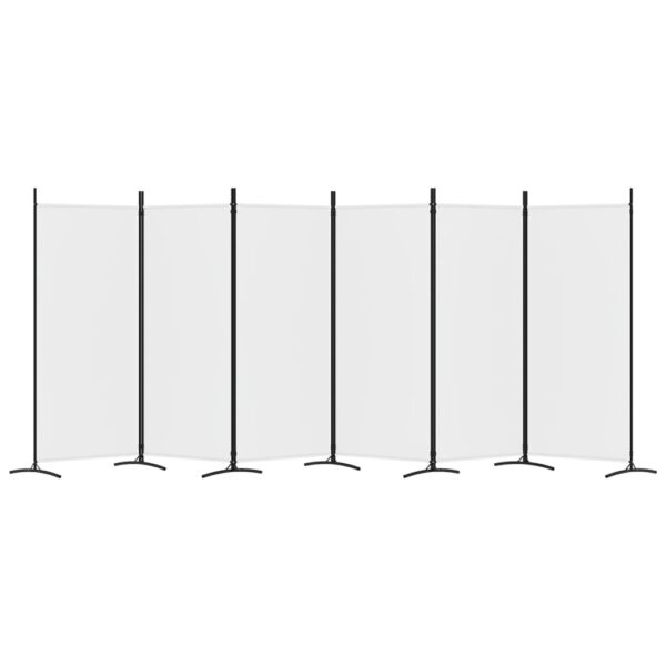 vidaXL 6-Panel Room Divider White 204.7"x70.9" Fabric - Image 4