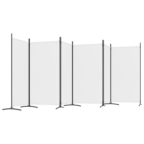 vidaXL 6-Panel Room Divider White 204.7"x70.9" Fabric - Image 5