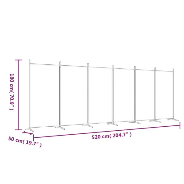 vidaXL 6-Panel Room Divider White 204.7"x70.9" Fabric - Image 8