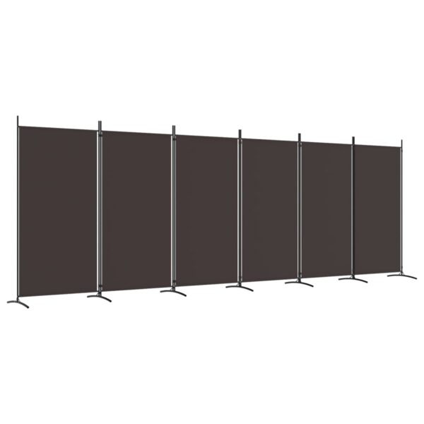 vidaXL 6-Panel Room Divider Brown 204.7"x70.9" Fabric - Image 2