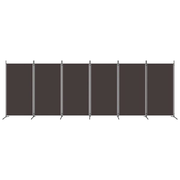 vidaXL 6-Panel Room Divider Brown 204.7"x70.9" Fabric - Image 3