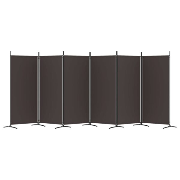 vidaXL 6-Panel Room Divider Brown 204.7"x70.9" Fabric - Image 4