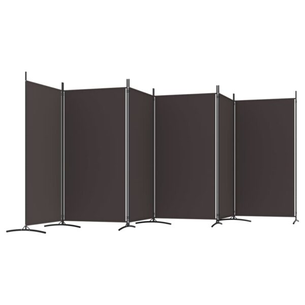 vidaXL 6-Panel Room Divider Brown 204.7"x70.9" Fabric - Image 5