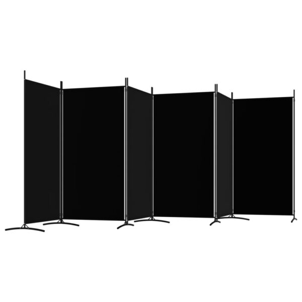 vidaXL 6-Panel Room Divider Black 204.7"x70.9" Fabric - Image 5