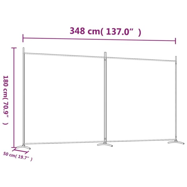 vidaXL 2-Panel Room Divider White 137"x70.9" Fabric - Image 8