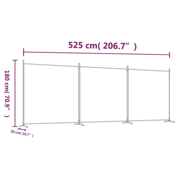 vidaXL 3-Panel Room Divider White 206.7"x70.9" Fabric - Image 8