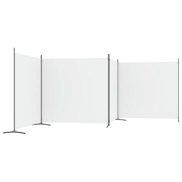 vidaXL 4-Panel Room Divider White 274.8"x70.9" Fabric - Image 4