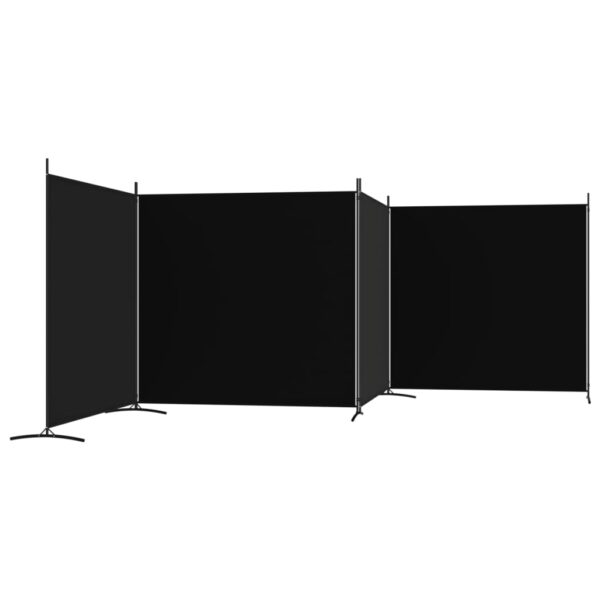 vidaXL 4-Panel Room Divider Black 274.8"x70.9" Fabric - Image 5