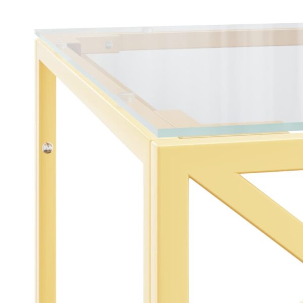 vidaXL Coffee Table 43.3"x17.7"x17.7" Stainless Steel and Glass - Image 5