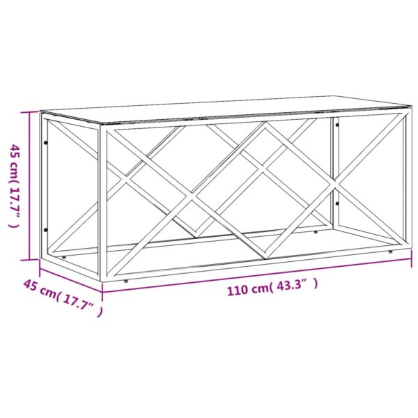 vidaXL Coffee Table 43.3"x17.7"x17.7" Stainless Steel and Glass - Image 6