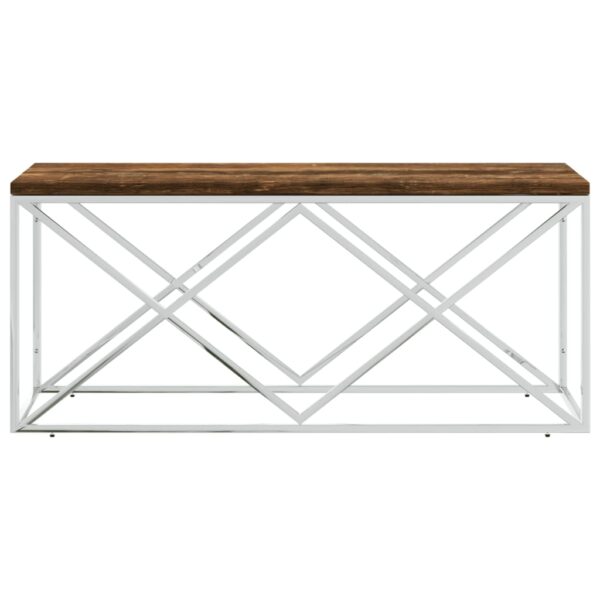 vidaXL Coffee Table Stainless Steel and Solid Wood Reclaimed - Image 3