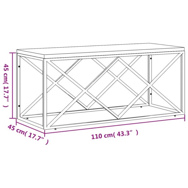 vidaXL Coffee Table Stainless Steel and Solid Wood Reclaimed - Image 6