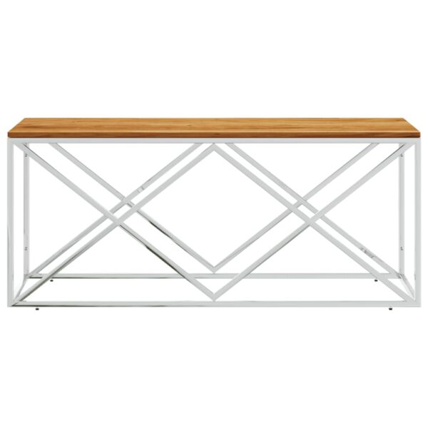 vidaXL Coffee Table Stainless Steel and Solid Wood Acacia - Image 3