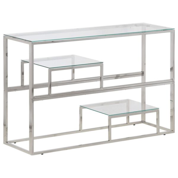 vidaXL Console Table Silver Stainless Steel and Tempered Glass - Image 2