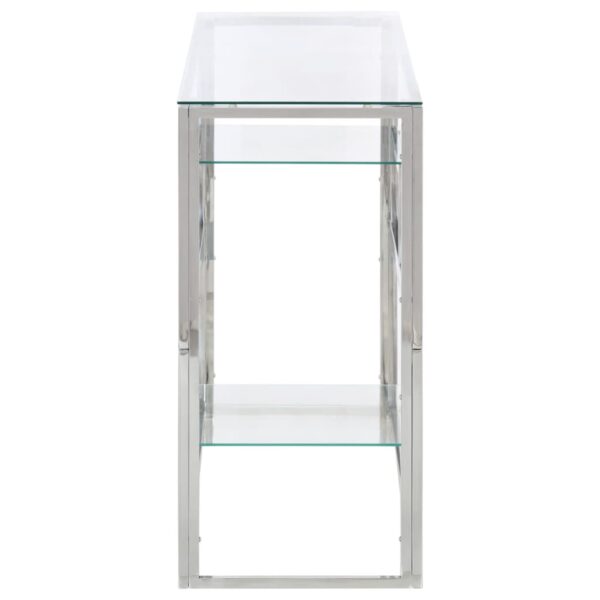 vidaXL Console Table Silver Stainless Steel and Tempered Glass - Image 4