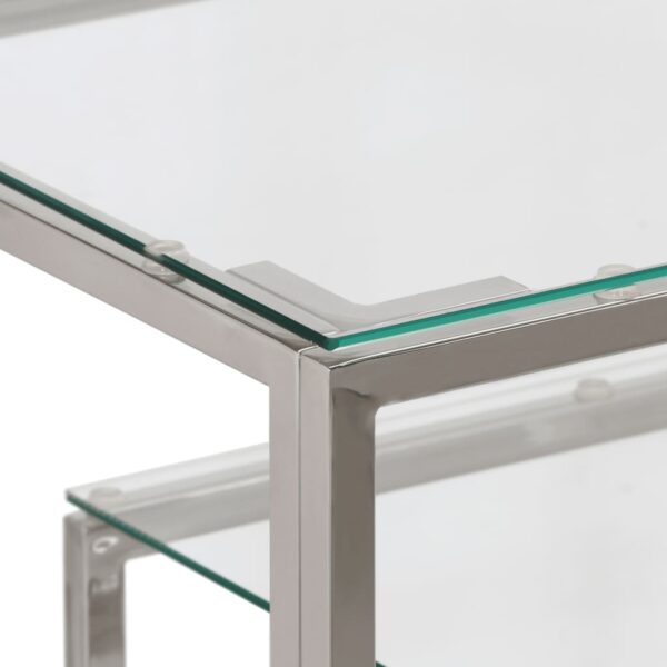 vidaXL Console Table Silver Stainless Steel and Tempered Glass - Image 5