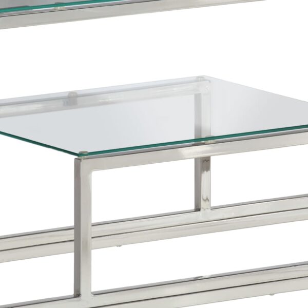 vidaXL Console Table Silver Stainless Steel and Tempered Glass - Image 7