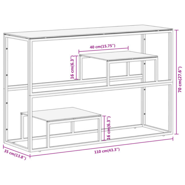 vidaXL Console Table Silver Stainless Steel and Tempered Glass - Image 9