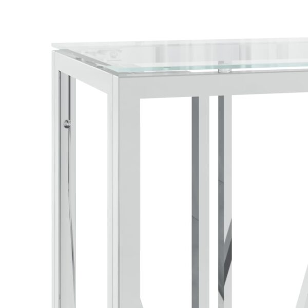 vidaXL Console Table 43.3"x11.8"x27.6" Stainless Steel and Glass - Image 5