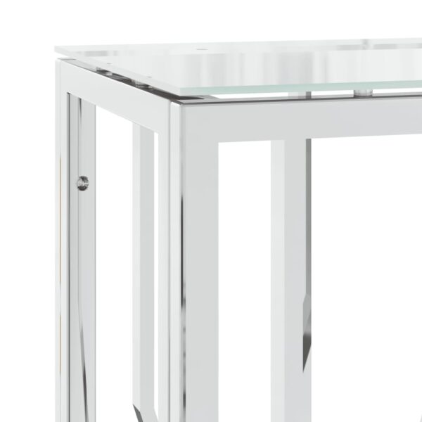 vidaXL Console Table 27.6"x11.8"x27.6" Stainless Steel and Glass - Image 5