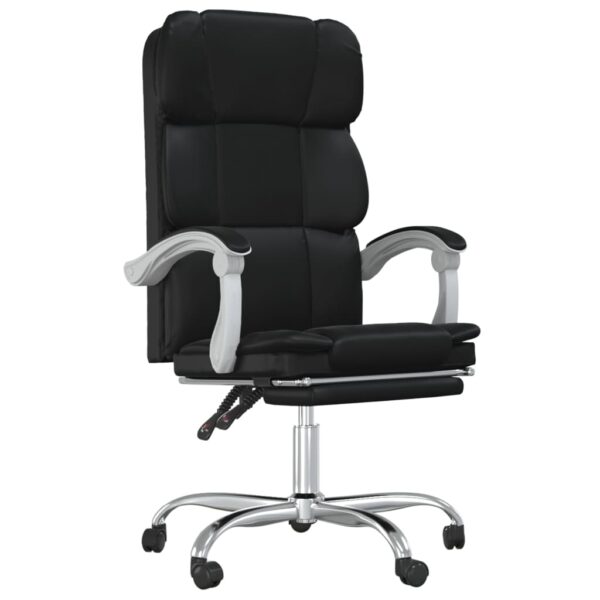 vidaXL Reclining Office Chair Black Faux Leather - Image 2