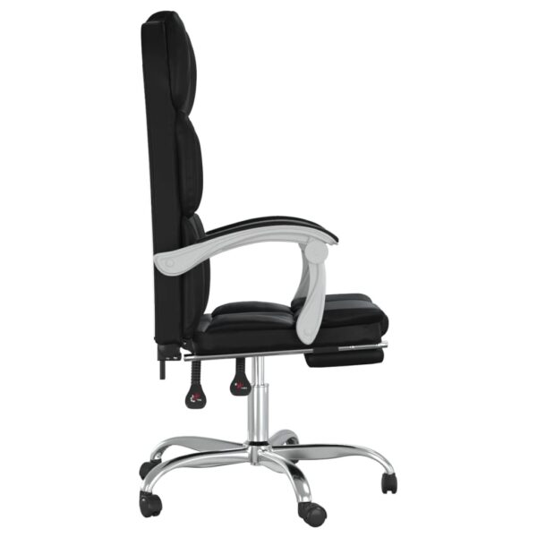 vidaXL Reclining Office Chair Black Faux Leather - Image 4