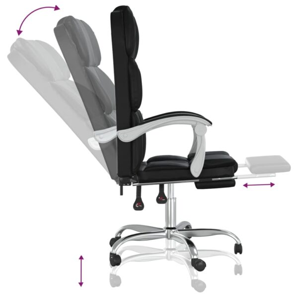 vidaXL Reclining Office Chair Black Faux Leather - Image 8