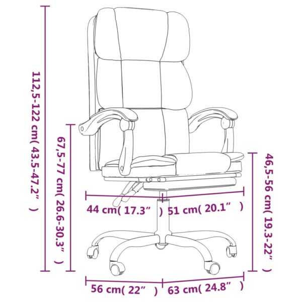 vidaXL Reclining Office Chair Black Faux Leather - Image 11