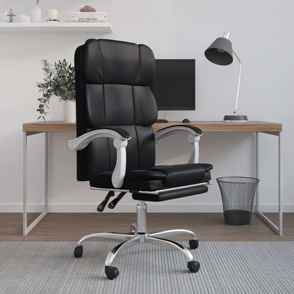 vidaXL Reclining Office Chair Black Faux Leather