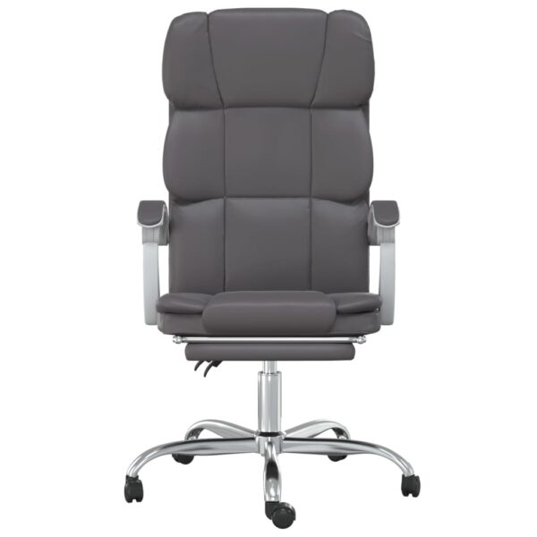 vidaXL Reclining Office Chair Gray Faux Leather - Image 3